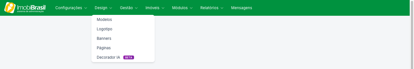 Menu Design aberto, com Modelos, Logotipo, Banners, Páginas e Decorador IA