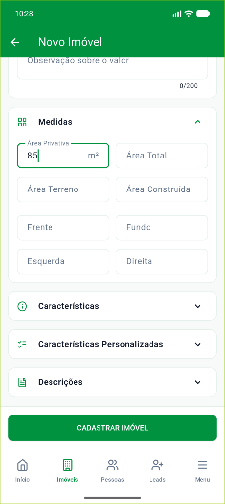 Seção Medidas