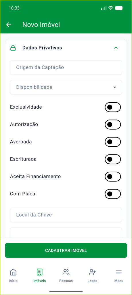 Seção Dados Privativos