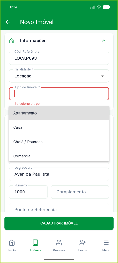 Aviso de campos obrigatórios destacados em vermelho